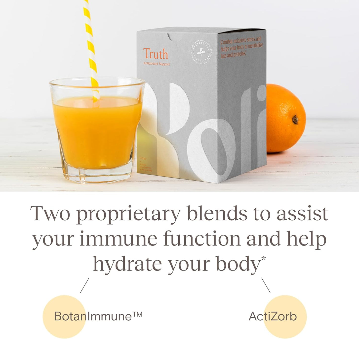 Yoli® Truth Citrus Antioxidant Immune Support Supplement - Vitamin C, Botanicals, Superfruits, Minerals - 30 Packets