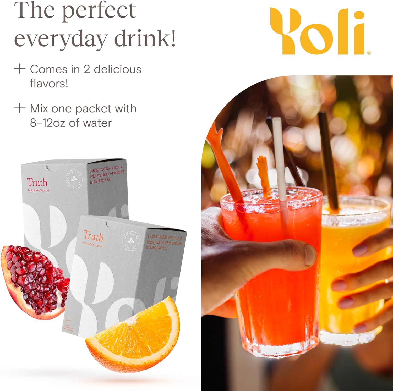 Yoli® Truth Citrus Antioxidant Immune Support Supplement - Vitamin C, Botanicals, Superfruits, Minerals - 30 Packets