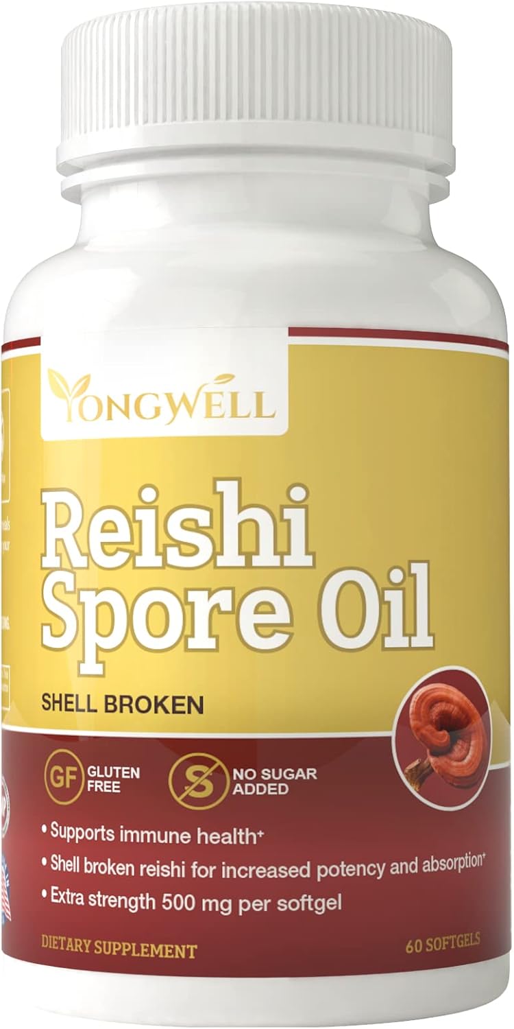 YongWell Reishi Spore Oil Softgels - Extra Strength 500mg (60 Count)