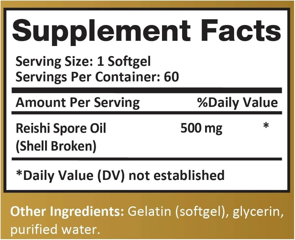 YongWell Reishi Spore Oil Softgels - Extra Strength 500mg (60 Count)