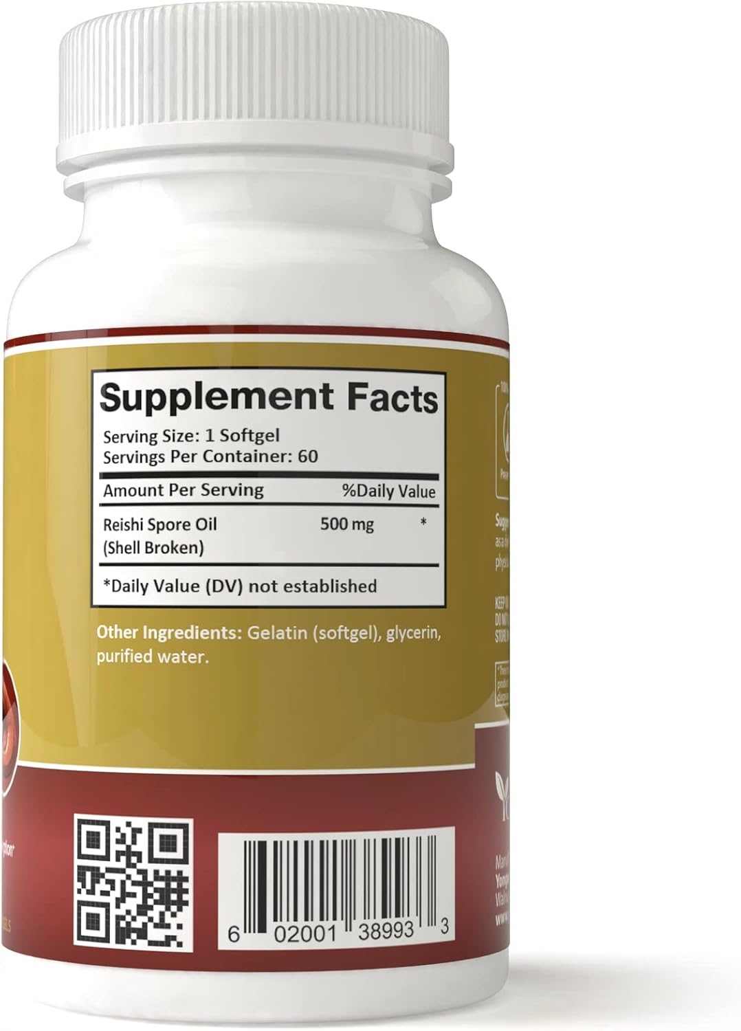 YongWell Reishi Spore Oil Softgels - Extra Strength 500mg (60 Count)