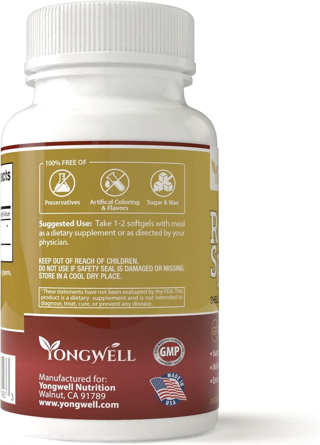 YongWell Reishi Spore Oil Softgels - Extra Strength 500mg (60 Count)