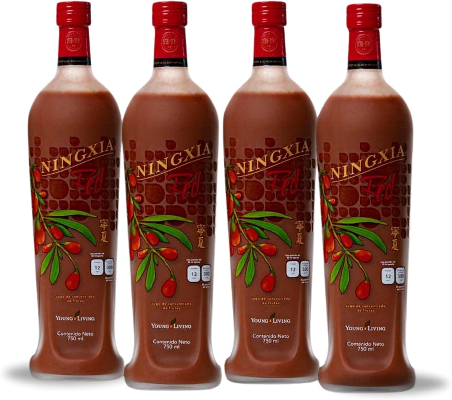 Young Living Ningxia Red Dietary Supplement 4 Pack - 750 ml Each - Boost Energy, Strengthen Immunity, Rejuvenate