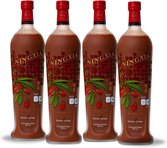 Young Living Ningxia Red Dietary Supplement 4 Pack - 750 ml Each - Boost Energy, Strengthen Immunity, Rejuvenate