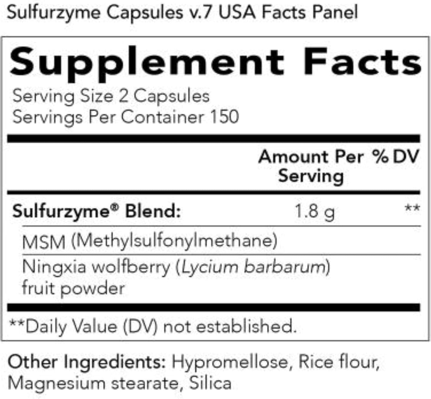 Young Living Sulfurzyme Capsules - Joint Health Support, Healthy Skin, Hair, Well-Being - MSM and Wolfberry Powder Blend