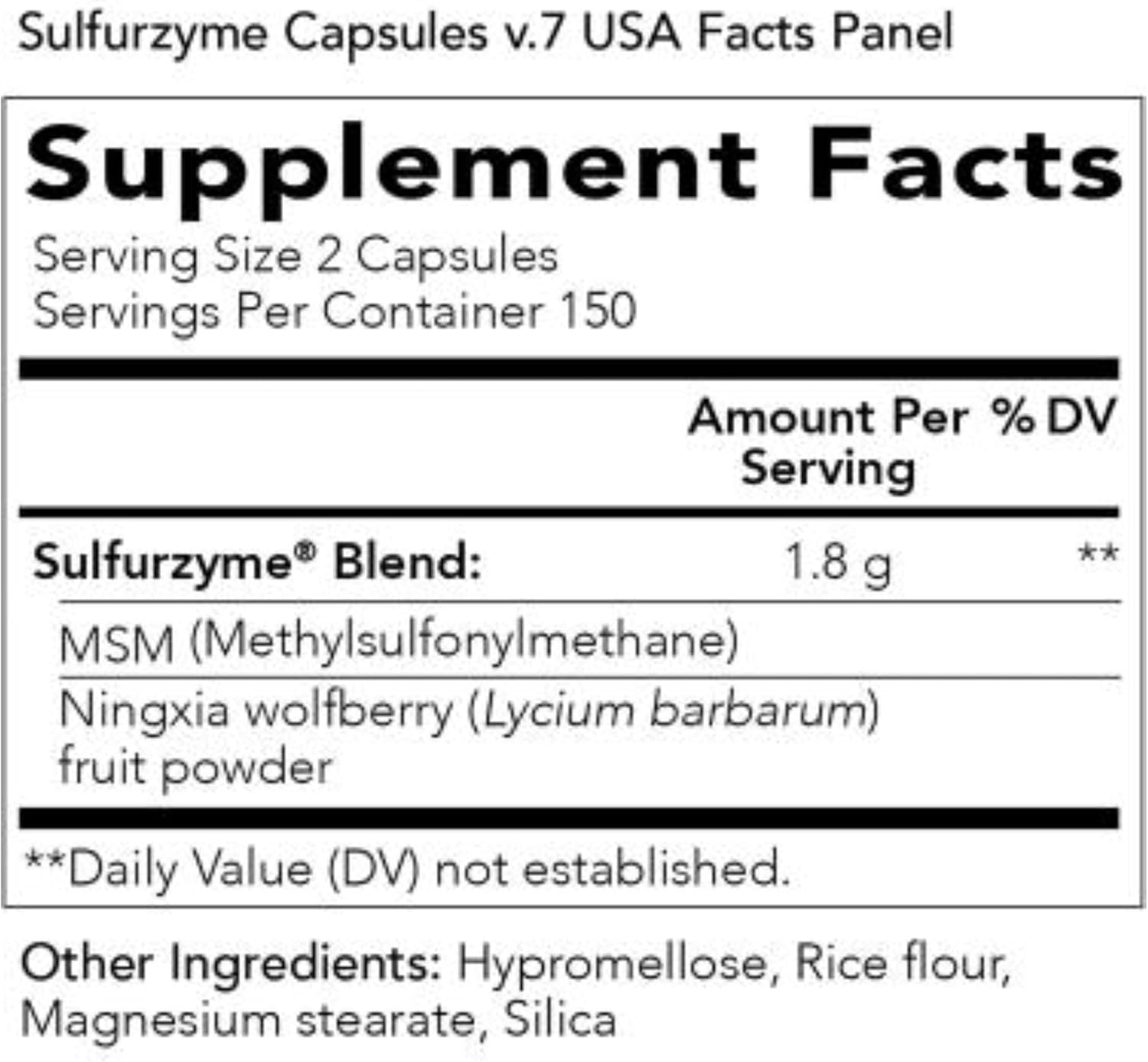 Young Living Sulfurzyme Capsules - Joint Health Support, Healthy Skin, Hair, Well-Being - MSM and Wolfberry Powder Blend
