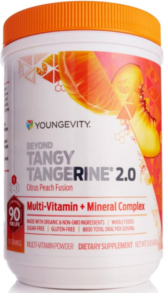 Youngevity Beyond Tangy Tangerine 2.0 Citrus Peach Fusion Multi-Vitamin & Mineral Complex with Natural & Whole Foods - High in 8,000 ORAC