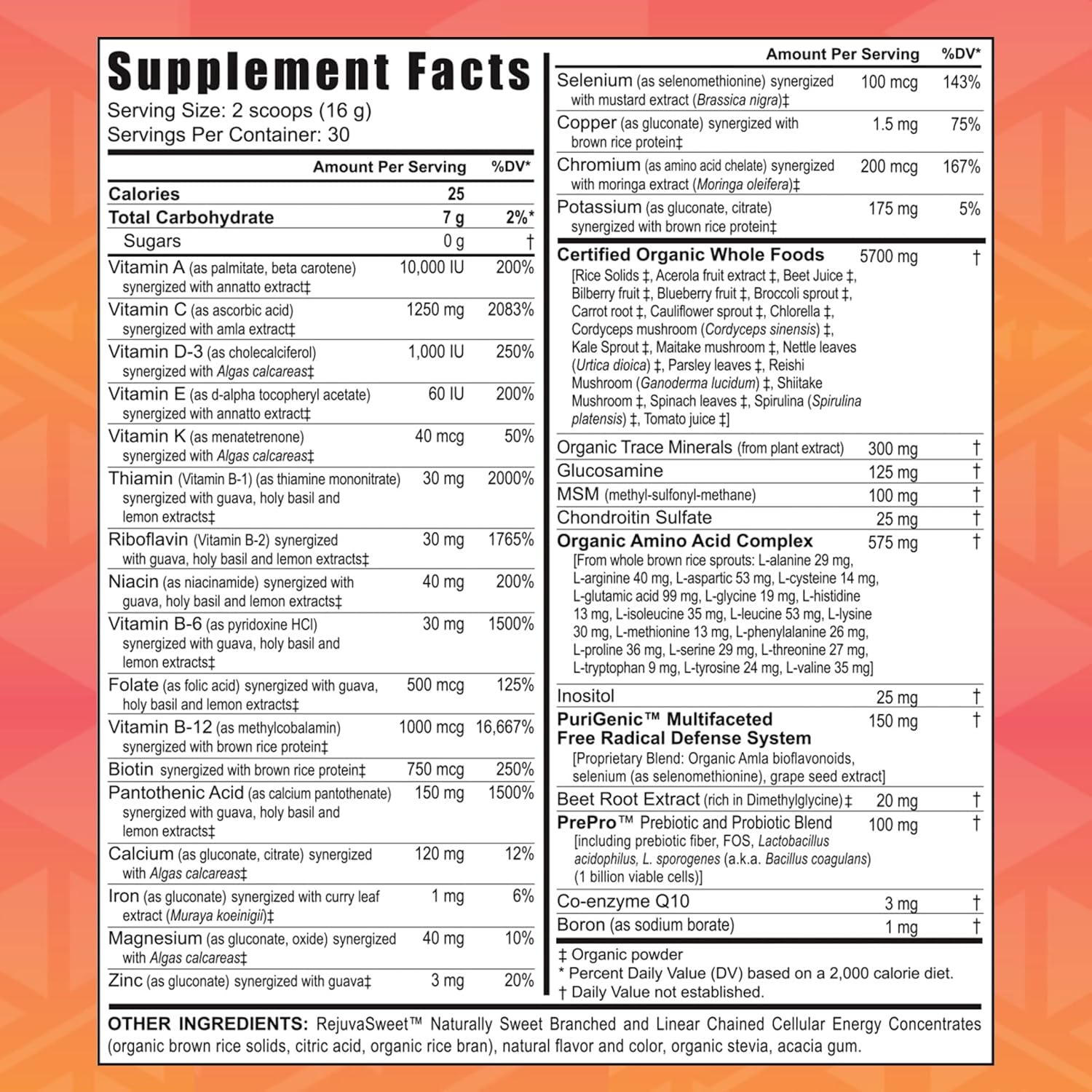 Youngevity Beyond Tangy Tangerine 2.0 Citrus Peach Multi-Vitamin & Mineral Complex - Natural & Whole Foods, 8,000 ORAC, 2 Canisters