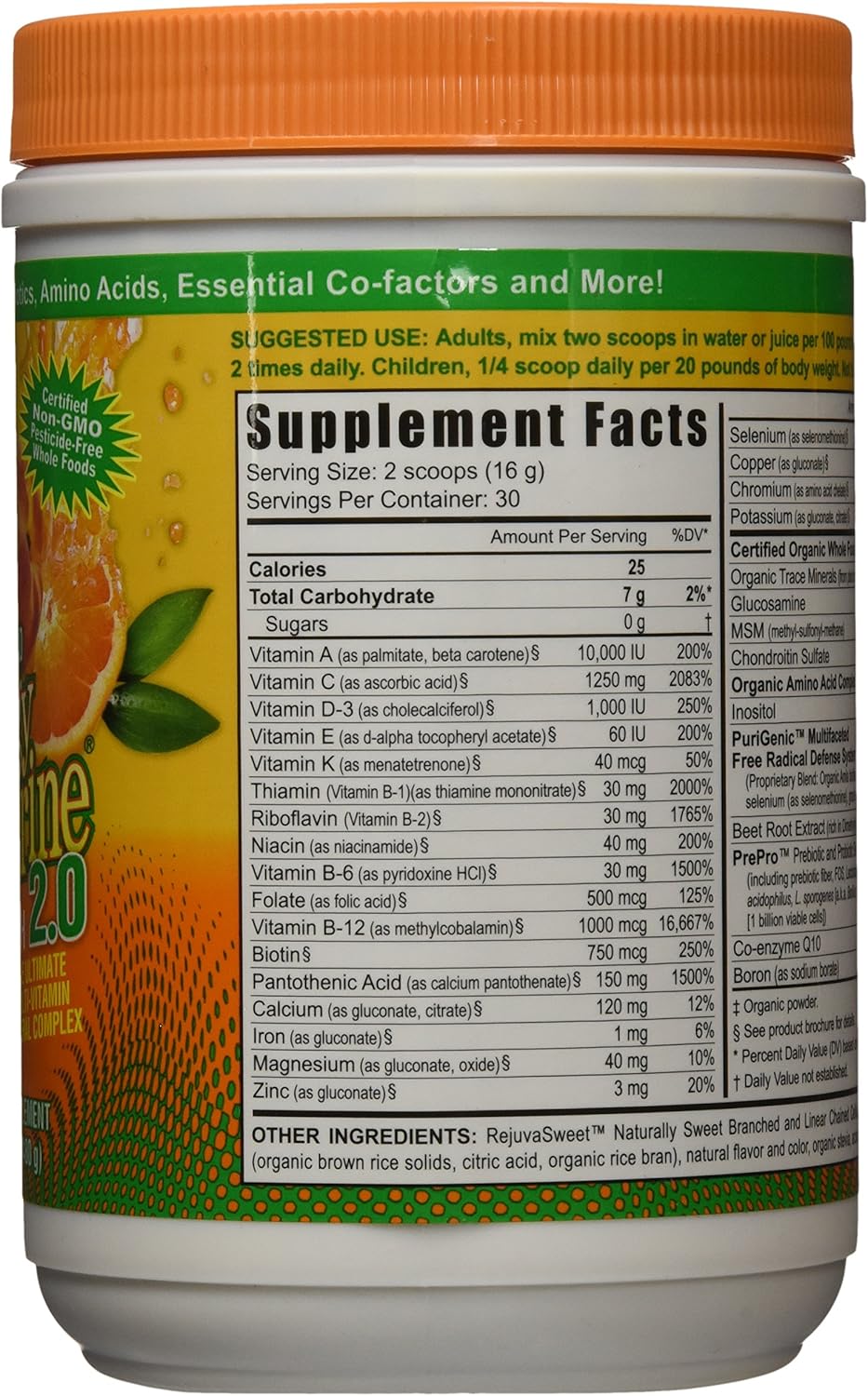 Youngevity Beyond Tangy Tangerine 2.0 Citrus Peach Fusion Multi-Vitamin & Mineral Complex with Natural Whole Foods - 8,000 ORAC antioxidant score