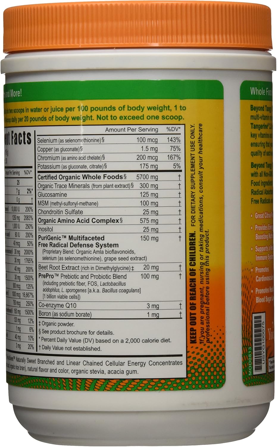 Youngevity Beyond Tangy Tangerine 2.0 Citrus Peach Fusion Multi-Vitamin & Mineral Complex with Natural Whole Foods - 8,000 ORAC antioxidant score