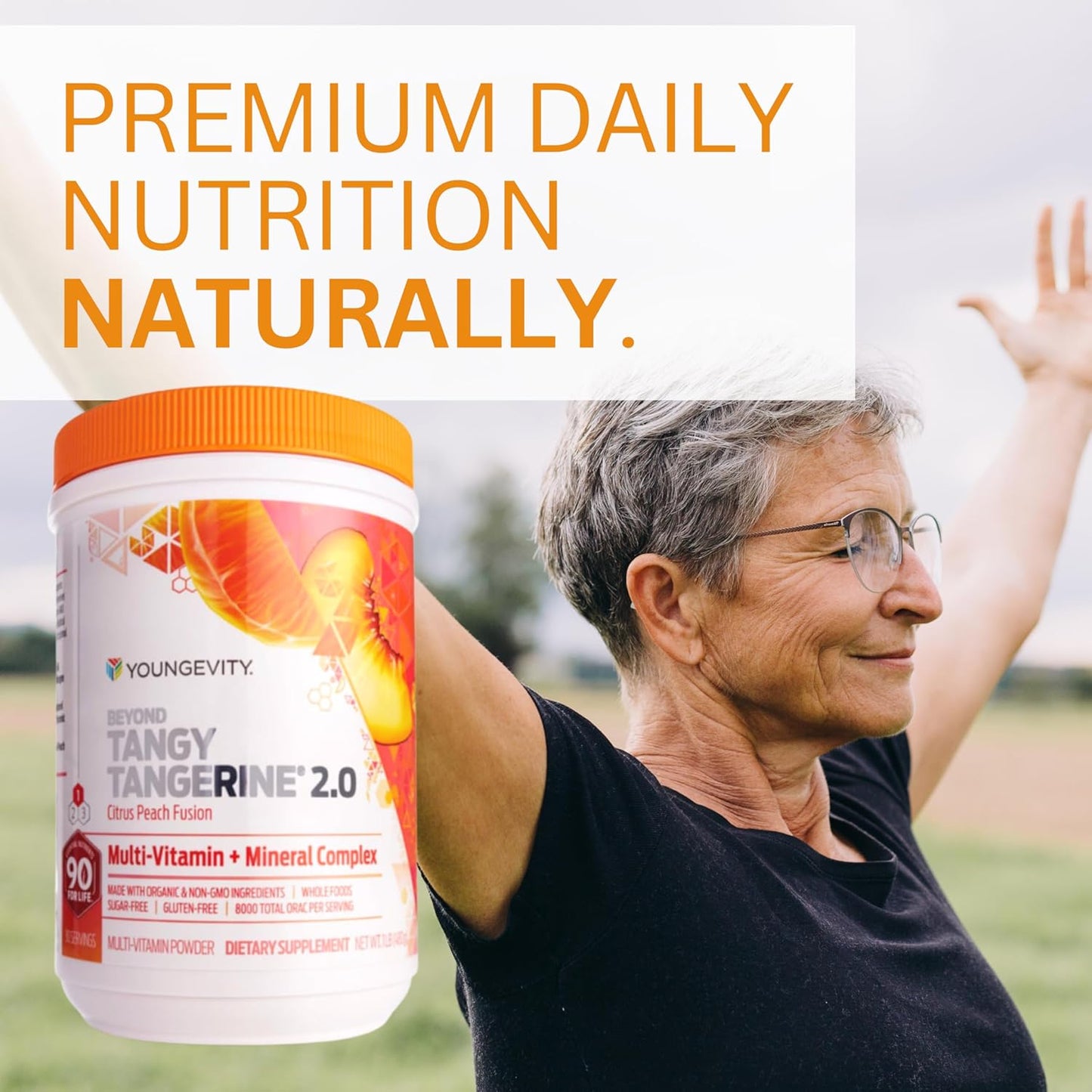 Youngevity Beyond Tangy Tangerine 2.0 Citrus Peach Fusion Multi-Vitamin & Mineral Complex 6-Pack with Natural Whole Foods