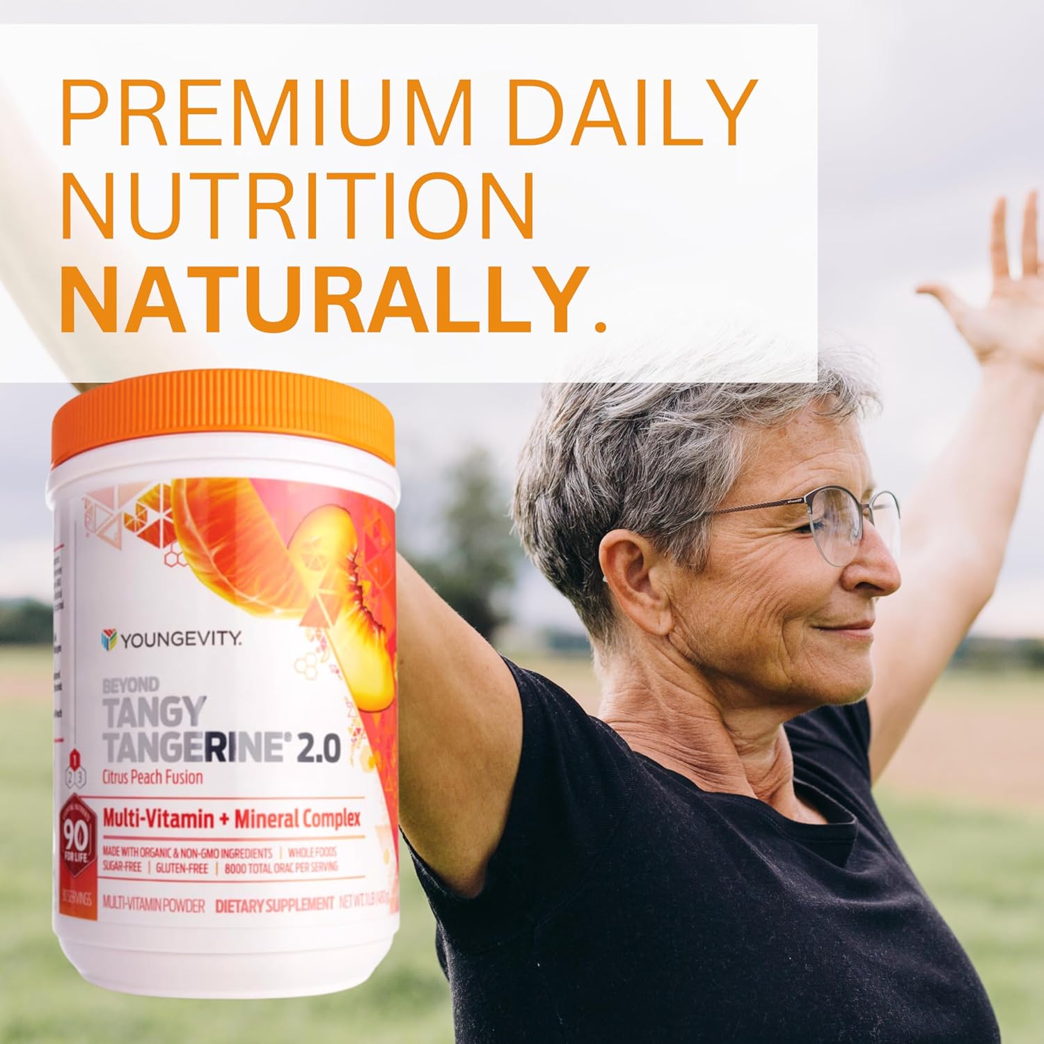 Youngevity Beyond Tangy Tangerine 2.0 Citrus Peach Fusion Multi-Vitamin & Mineral Complex 6-Pack with Natural Whole Foods