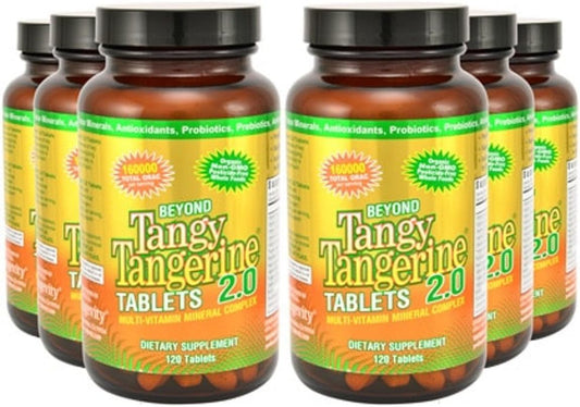Youngevity Beyond Tangy Tangerine 2.0 Multi-Vitamin & Mineral Complex | Natural Whole Foods | 160,000 ORAC | 120 Tablets | 6-Pack