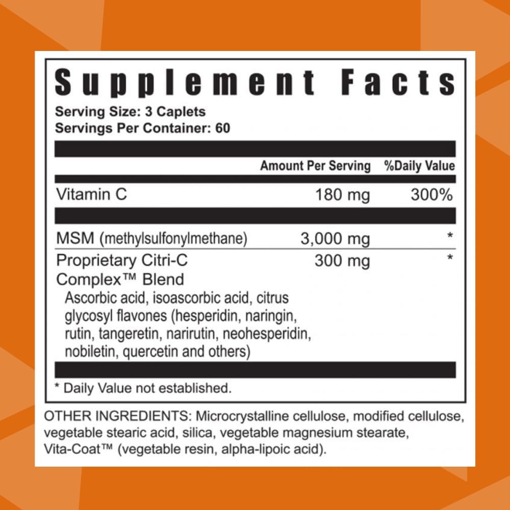 Youngevity Freelife MSM Ultra Supplement | 3,000mg MSM + Citri-C Complex + Vitamin C | Bone & Joint Support | 180 Count