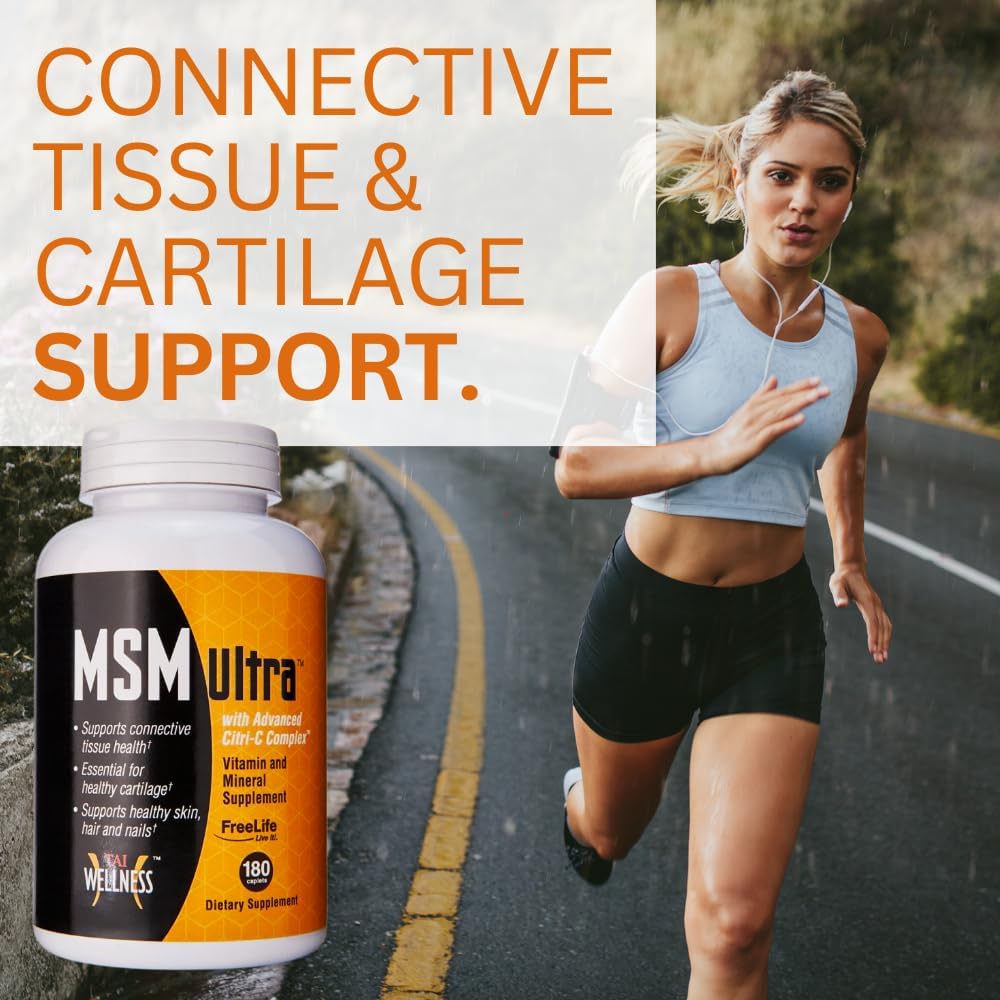 Youngevity Freelife MSM Ultra Supplement | 3,000mg MSM + Citri-C Complex + Vitamin C | Bone & Joint Support | 180 Count