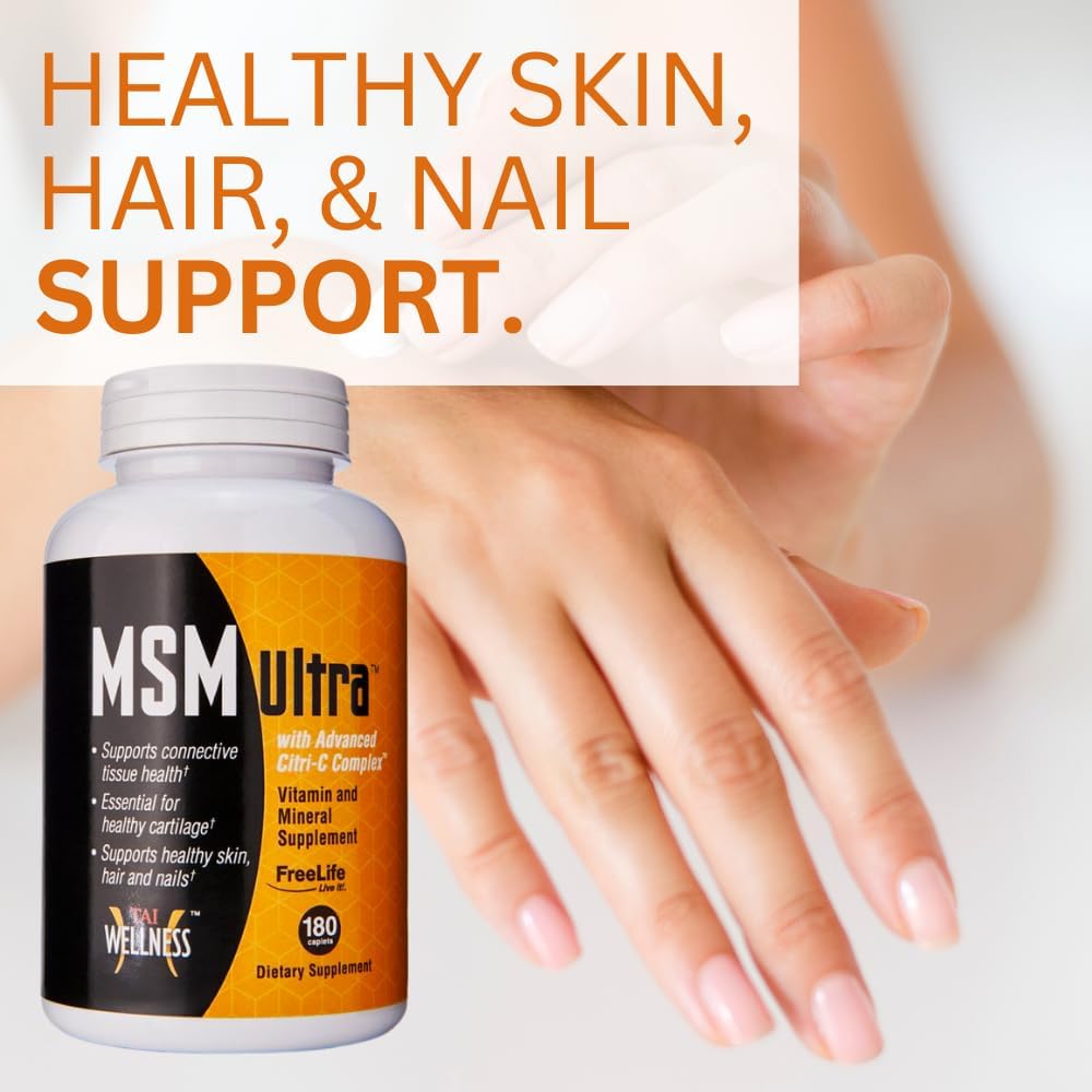 Youngevity Freelife MSM Ultra Supplement | 3,000mg MSM + Citri-C Complex + Vitamin C | Bone & Joint Support | 180 Count