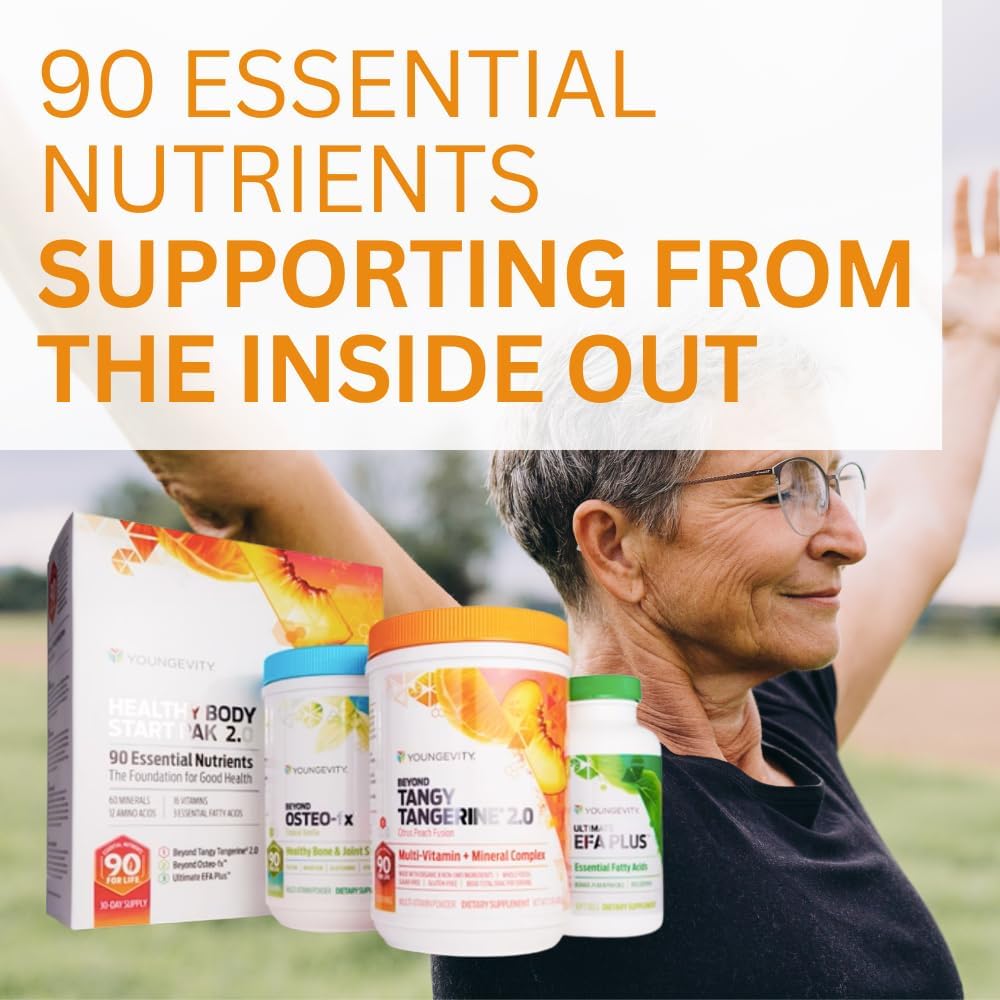 Youngevity Healthy Body Start Pack 2.0 with Beyond Tangy Tangerine 2.0, Osteo FX Powder, Ultimate EFA Plus - Ships Globally