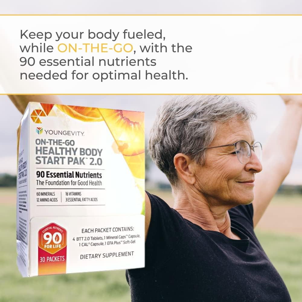 Youngevity Healthy Body Start Pak 2.0 - Multi-Vitamins, Minerals, EFAs, Amino Acids | 90 Nutrients | 60-Day Supply