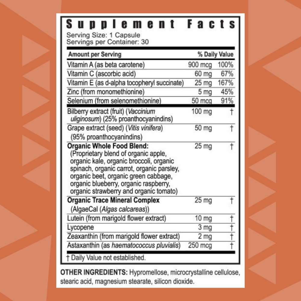 Youngevity Ocutiv™ Eye Vitamin & Mineral Supplement with Vitamin A, C, E, Zinc, Bilberry, Lutein, Lycopene, Zeaxanthin, Astaxanthin - 30 Capsules