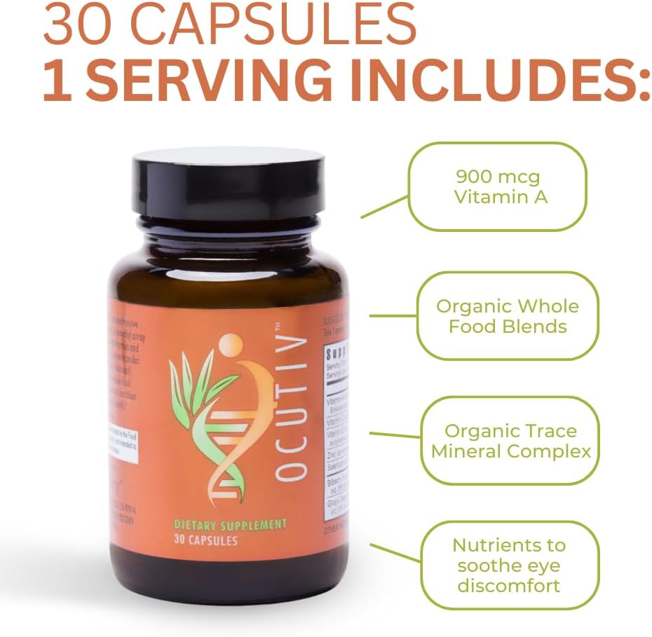 Youngevity Ocutiv™ Eye Vitamin & Mineral Supplement with Vitamin A, C, E, Zinc, Bilberry, Lutein, Lycopene, Zeaxanthin, Astaxanthin - 30 Capsules