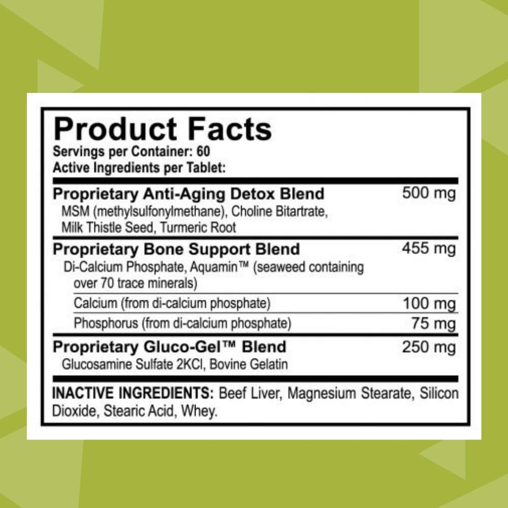 Youngevity Perpetual™ - Powerful Anti-Aging Dog Bone & Joint Support Tablets - Glucosamine, Choline, MSM, Milk Thistle, Turmeric - 60 Chewables