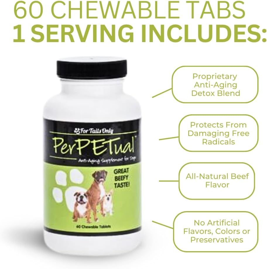 Youngevity Perpetual™ - Powerful Anti-Aging Dog Bone & Joint Support Tablets - Glucosamine, Choline, MSM, Milk Thistle, Turmeric - 60 Chewables