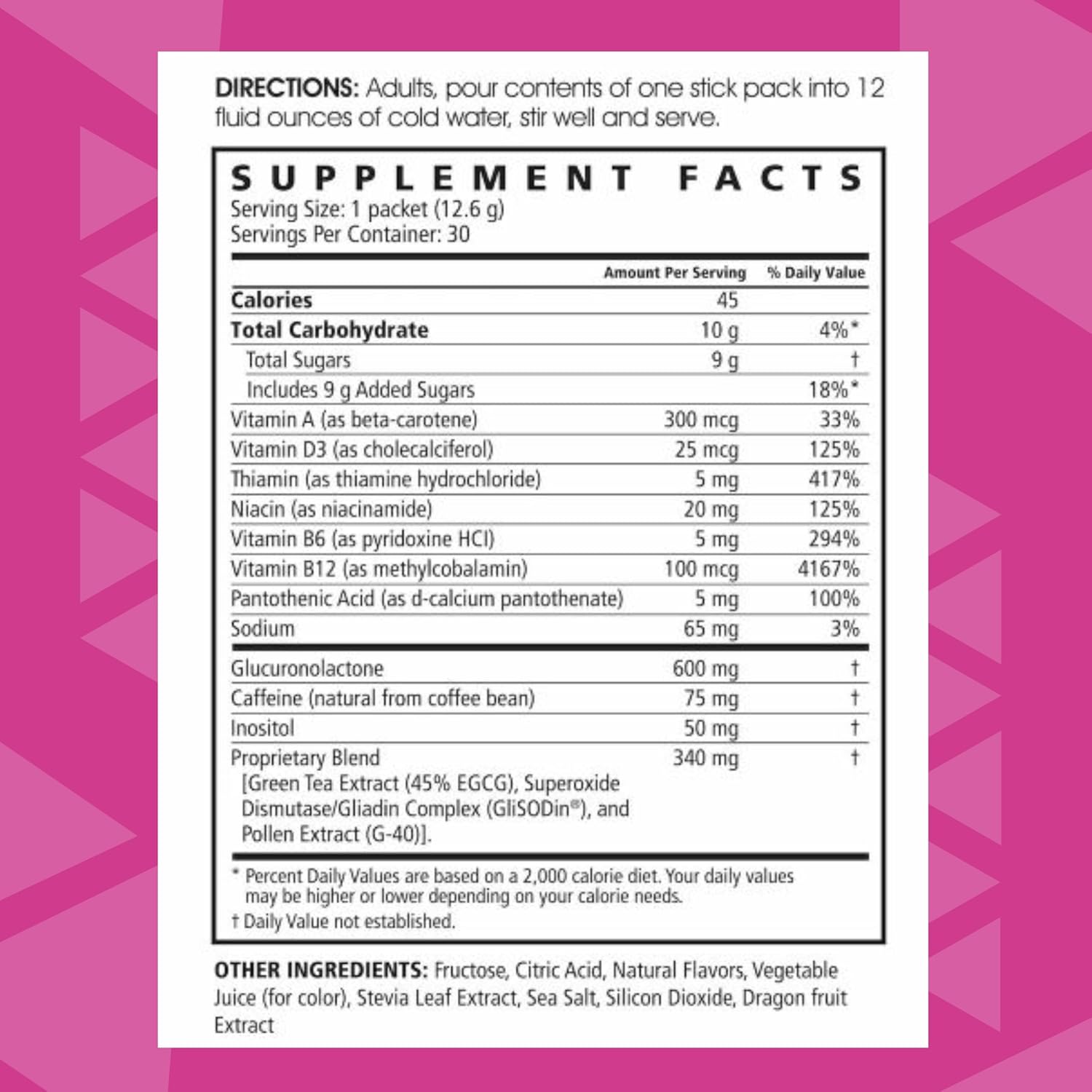 Youngevity ProJoba Pollen Burst Dragon Fruit Energy Supplement with Green Tea and Pollen Extract - Boost Focus, Endurance, and Mental Clarity - 30 Sticks