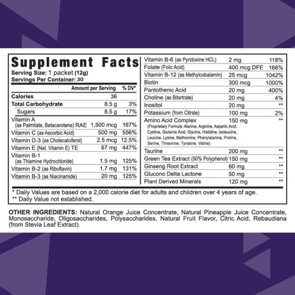 Youngevity Rebound FX™ Citrus Punch On-The-Go Stick Packs - 30 Count Box - Energy Drink with Vitamins, Amino Acids, and Electrolytes - Natural Caffeine - Hydration and Recovery Support