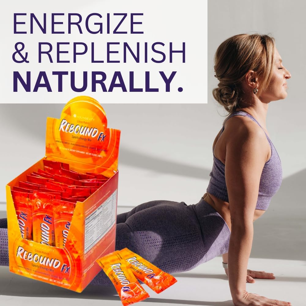 Youngevity Rebound FX™ Citrus Punch On-The-Go Stick Packs - 30 Count Box - Energy Drink with Vitamins, Amino Acids, and Electrolytes - Natural Caffeine - Hydration and Recovery Support