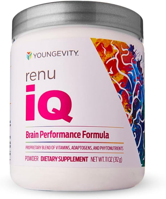 Youngevity Renu iQ™ Supplement with Resveratrol, Grape Skin, Bacopa Monnieri, Rhodiola Root, Polygonum Cuspidatum Root for Brain Boost and Anti-Aging - Natural Energy (312g)