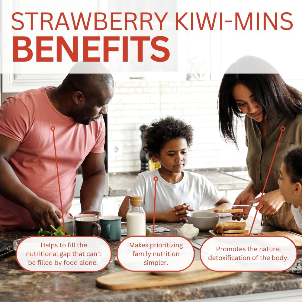 Youngevity Strawberry Kiwi-Mins Liquid Multi-Mineral Complex - Plant Derived from Humic Shale - Kid Friendly - 32oz Bottle