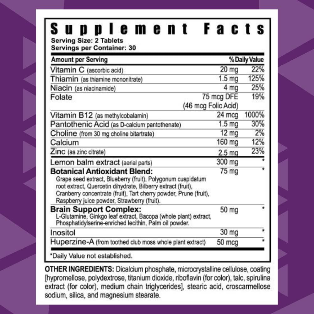 Youngevity Synaptiv™ Brain Support Supplement - 12 Powerful Ingredients for Memory, Focus, and Cognitive Function - Antioxidants + Vitamins - 60 Tablets