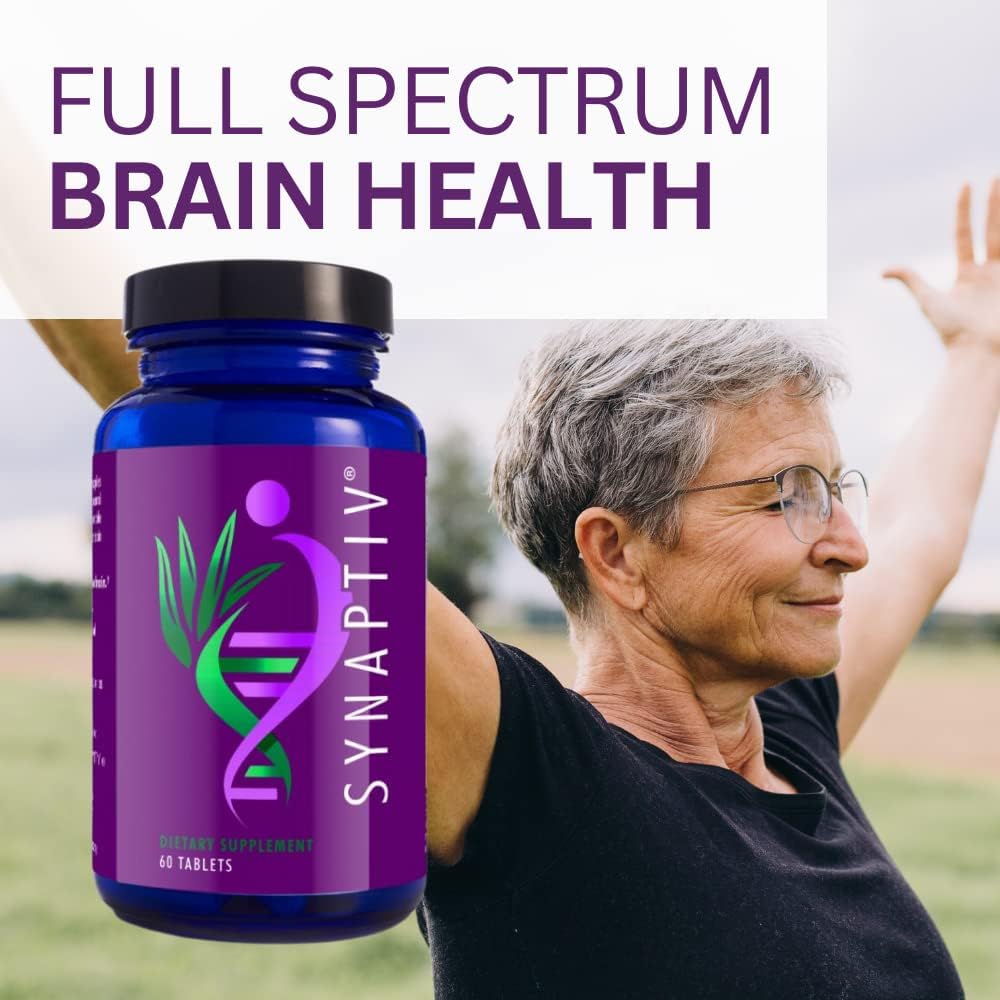 Youngevity Synaptiv™ Brain Support Supplement - 12 Powerful Ingredients for Memory, Focus, and Cognitive Function - Antioxidants + Vitamins - 60 Tablets