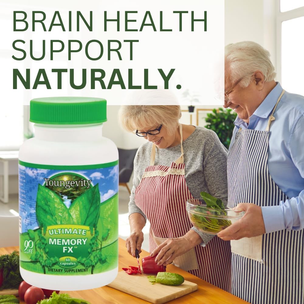 Youngevity Ultimate Memory FX™: Brain Health and Memory Retention Supplement with Ginkgo Leaf, Periwinkle Herb, and Vitamins - 60 Capsules
