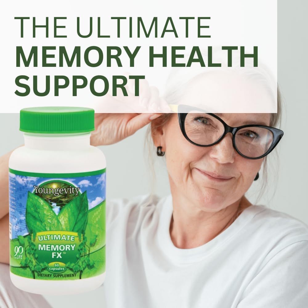 Youngevity Ultimate Memory FX™: Brain Health and Memory Retention Supplement with Ginkgo Leaf, Periwinkle Herb, and Vitamins - 60 Capsules