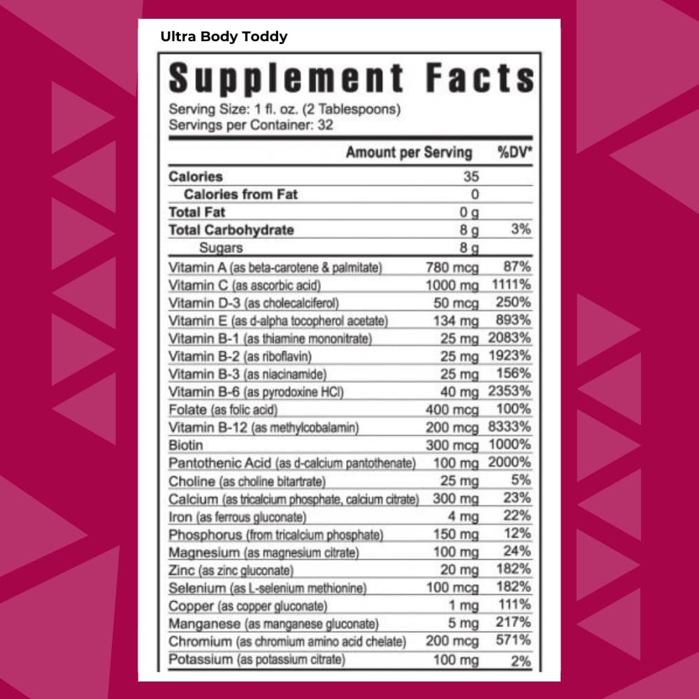 Youngevity Ultra Body Toddy - High-Potency Multi-Vitamin Mineral Supplement - Enhanced Absorption - Phytonutrients - Amino Acids - 32 Fl Oz
