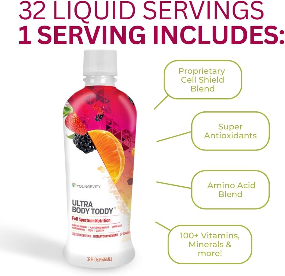 Youngevity Ultra Body Toddy - High-Potency Multi-Vitamin Mineral Supplement - Enhanced Absorption - Phytonutrients - Amino Acids - 32 Fl Oz
