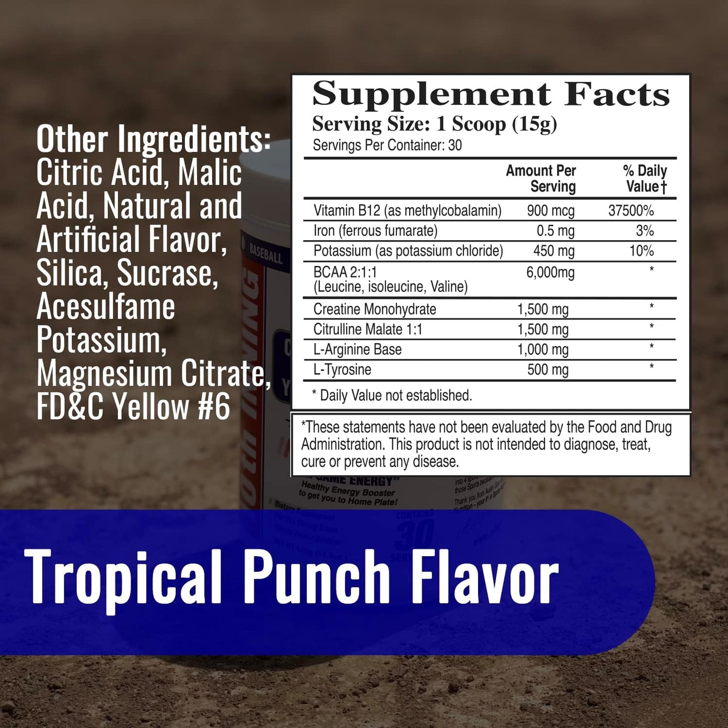 Youth Baseball & Softball In-Game Energy Supplement | College Bound Nutrition for Explosiveness, Vitamins, Electrolytes, Amino Acids (30 Servings)