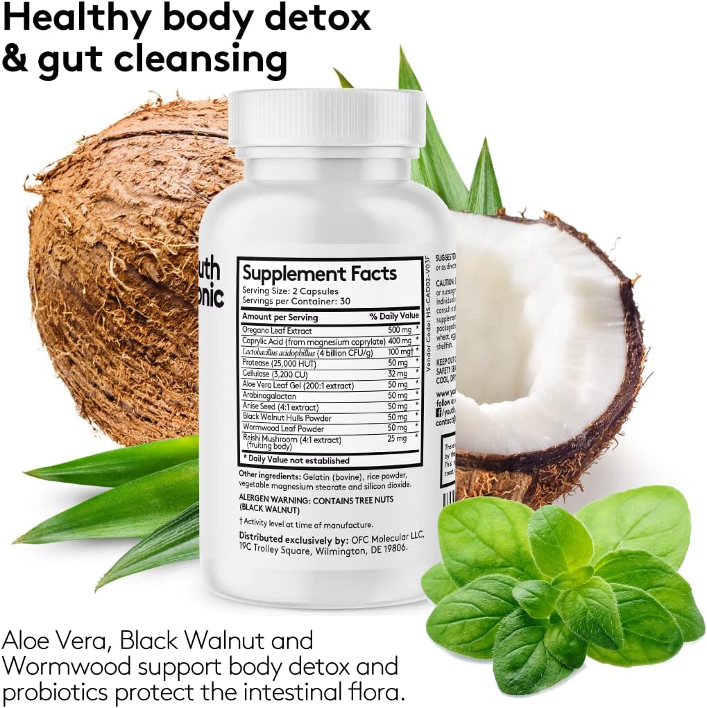 Youth & Tonic Colon Cleanse and CandEase Matrix Pills - Promotes Gut Health and Restores Intestinal Flora with Normal Acidity