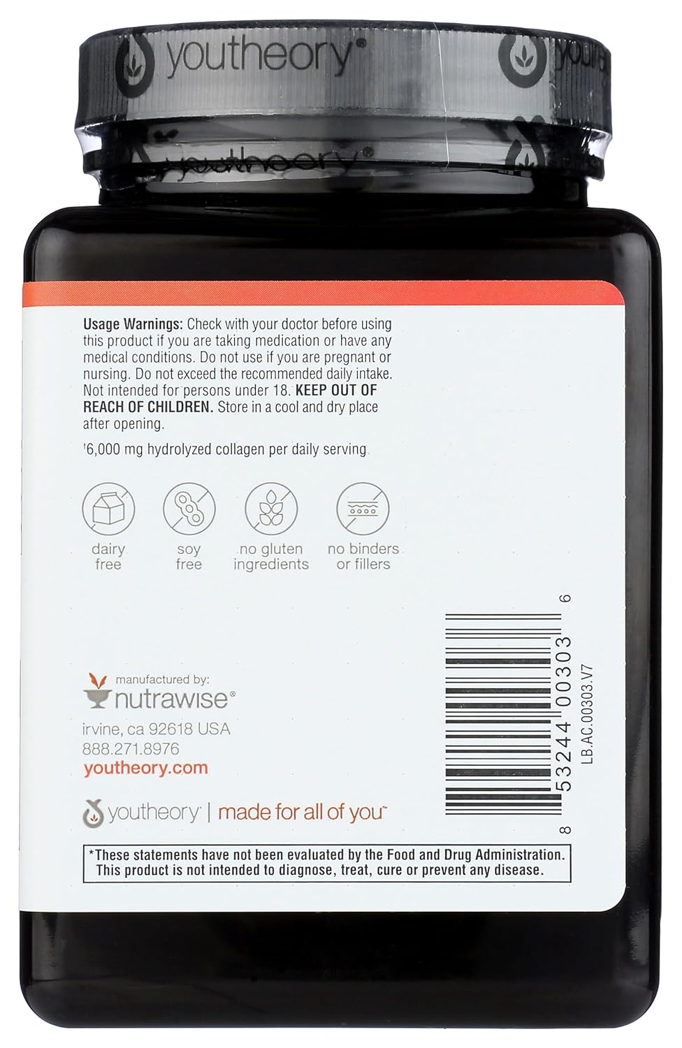 YOUTHEORY Advanced Formula 1 2 3 Collagen Dietary Supplement, 290 Tablets