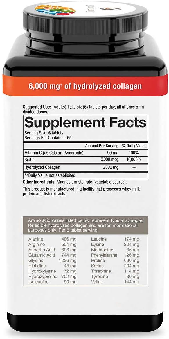 Youtheory Collagen Plus Biotin 390 Tablets - 3 Pack for Hair, Skin, Nails & Joints