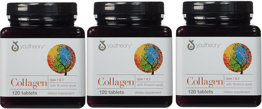 YouTheory Collagen Tablets Type 1 & 3 - 360 Tablets Pack - Anti-Aging and Joint Support Supplement