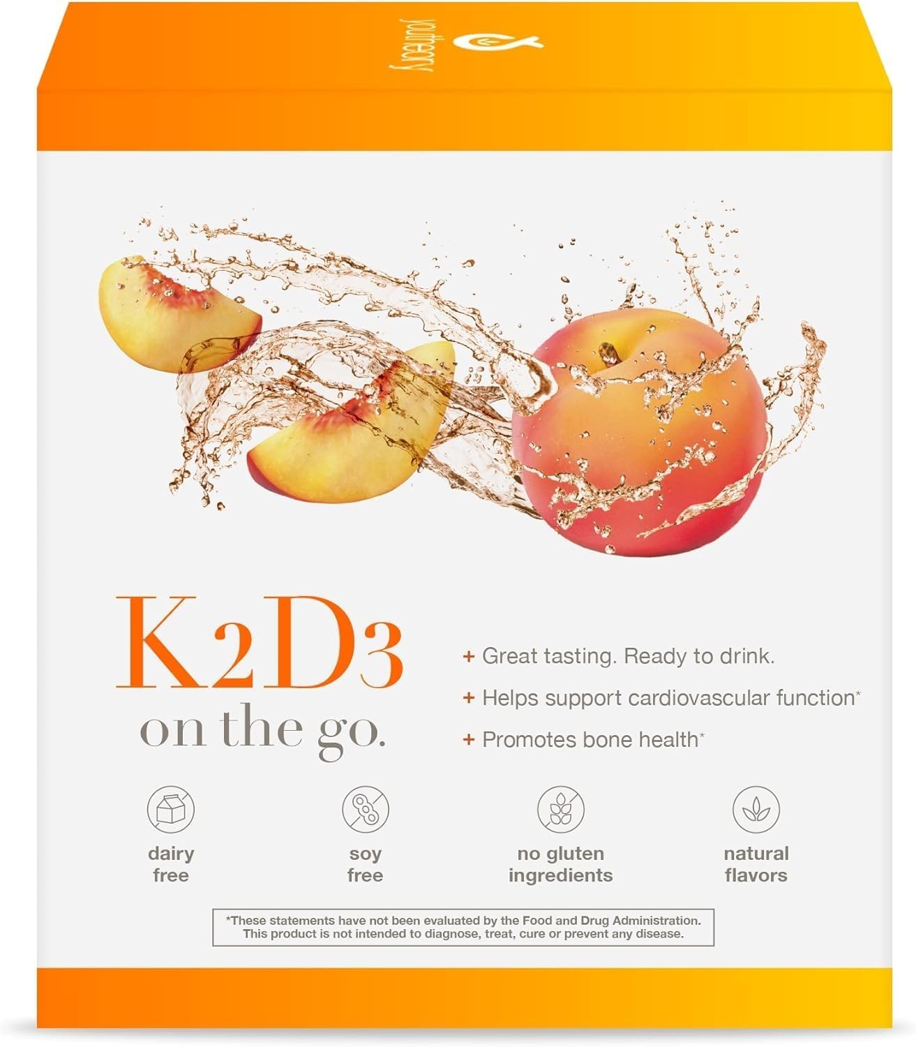 Youtheory K2D3 Liquid Peach Flavor 1 oz (12 Pack) - Vitamin D3 & K2 Bone and Heart Health Support - Dairy, Soy, and Gluten Free