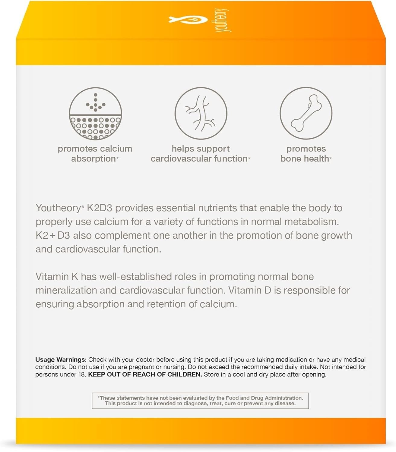 Youtheory K2D3 Liquid Peach Flavor 1 oz (12 Pack) - Vitamin D3 & K2 Bone and Heart Health Support - Dairy, Soy, and Gluten Free