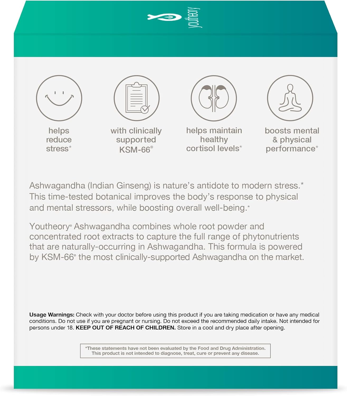 Youtheory Liquid Ashwagandha & Blueberry K2 D3 Peach Daily Vitamin Packets