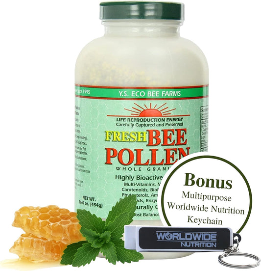 Y.S. Eco Bee Farms Bee Pollen Granules Bundle - 100% Pure - Wild Crafted - Vitamin Supplements - Amino Acids - Gluten-Free - 16 oz - Worldwide
