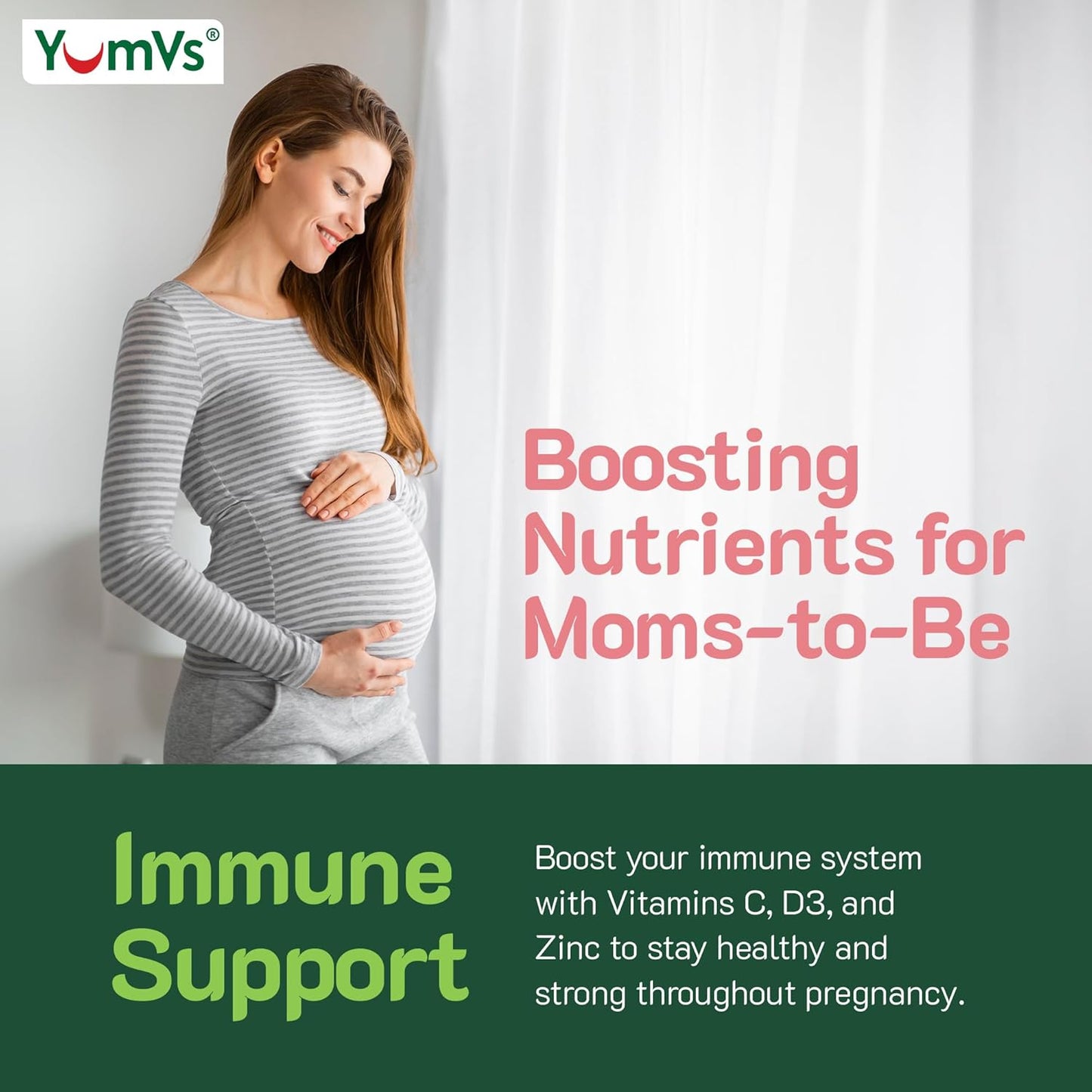 YUM-V'S Prenatal Gummies for Women - Vegetarian Multivitamin with Folic Acid, Iron, Choline, A, C, D3, E, B6, B12 - 60 Count