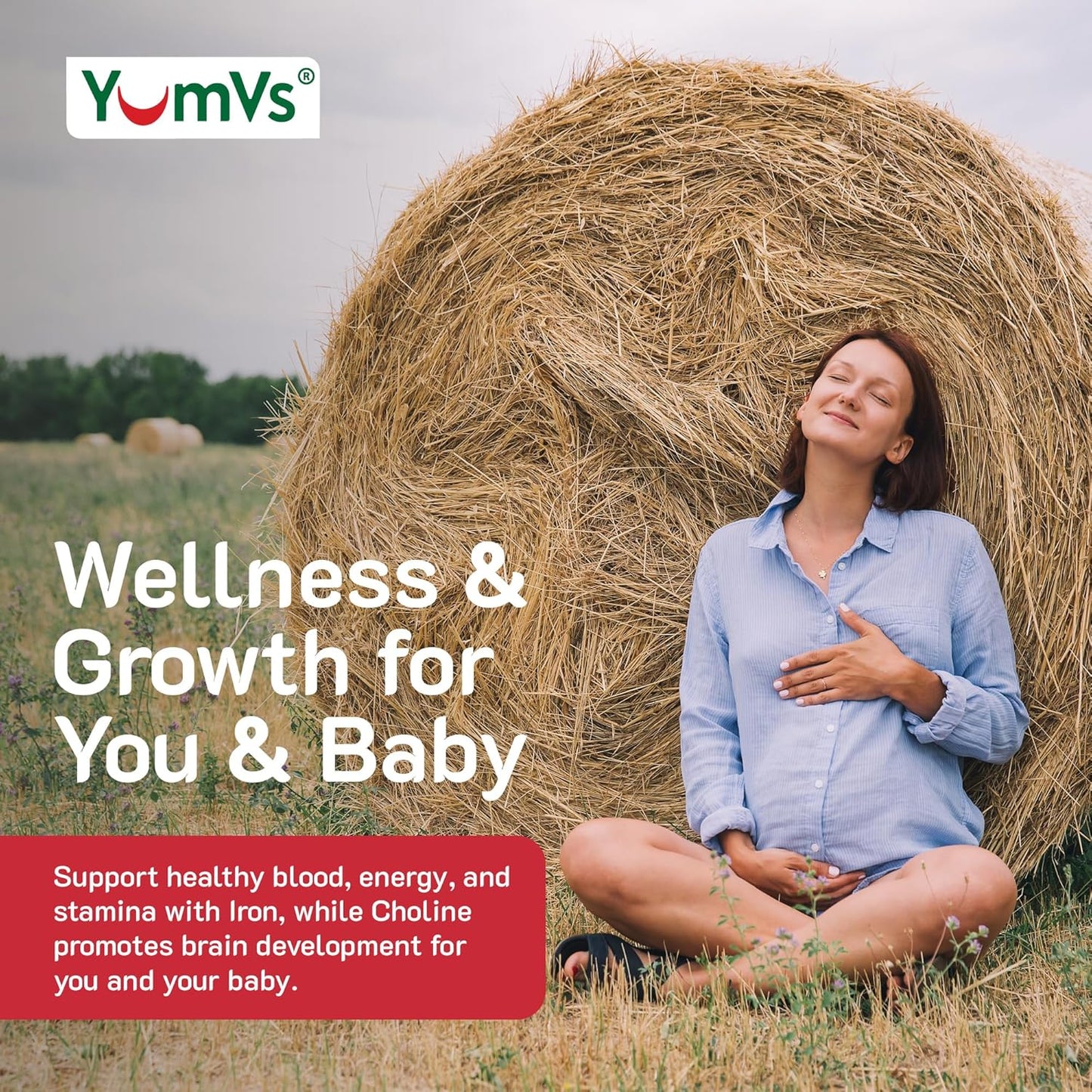 YUM-V'S Prenatal Gummies for Women - Vegetarian Multivitamin with Folic Acid, Iron, Choline, A, C, D3, E, B6, B12 - 60 Count