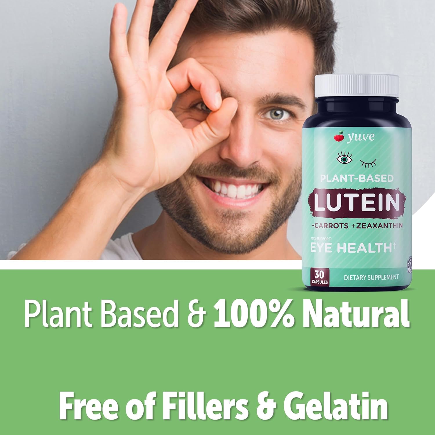 Yuve Lutein & Zeaxanthin Eye Health Supplement - Supports Dry Eyes, Fatigue & Vision Clarity - 30 Vegan Capsules