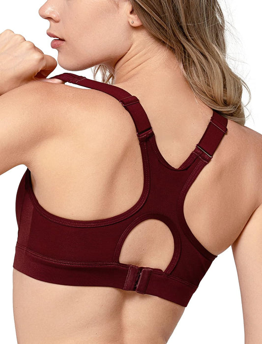 Yvette High Impact Sports Bra for Women with Adjustable Straps - Ideal for Running and Large Bust Support